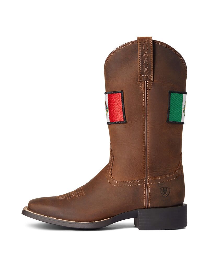 Bottes Western Ariat Round Up Orgullo Mexicano Marron | JJI-0404041