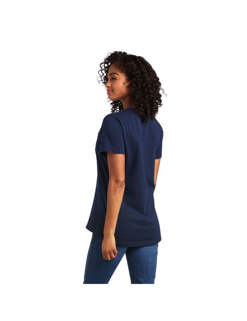 Vêtements De Travail Ariat Rebar Coton Strong T Shirts Bleu Marine | GMT-8924598