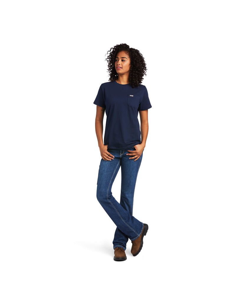 Vêtements De Travail Ariat Rebar Coton Strong T Shirts Bleu Marine | GMT-8924598