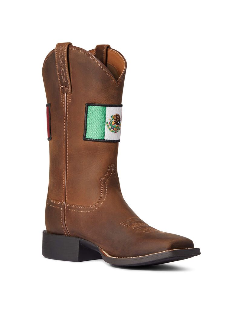 Bottes Western Ariat Round Up Orgullo Mexicano Marron | JJI-0404041