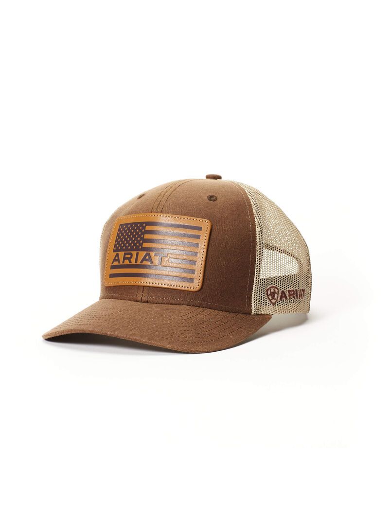 Casquettes Ariat Flag Patch Mesh Snap Back Marron | DCL-4256255