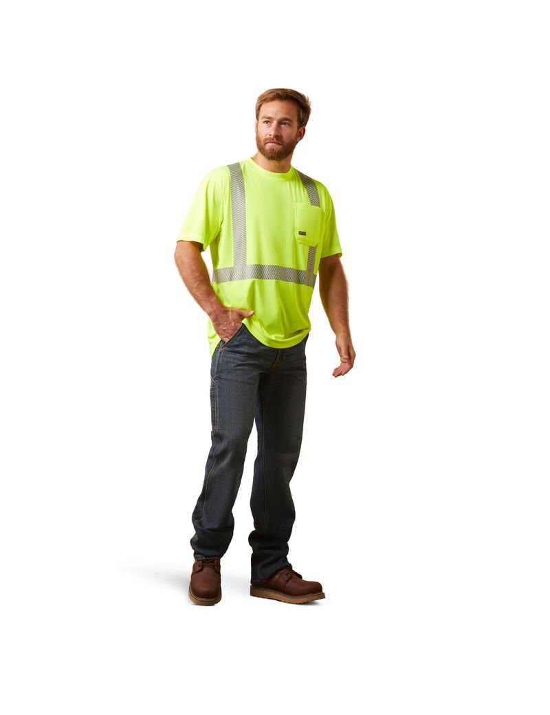 Vêtements De Travail Ariat Rebar Hi-Vis ANSI T Shirts Jaune | QCY-7439616