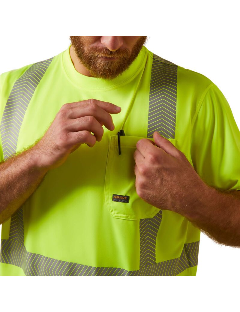 Vêtements De Travail Ariat Rebar Hi-Vis ANSI T Shirts Jaune | QCY-7439616