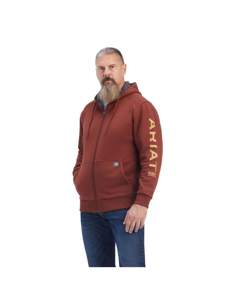 Sweat à Capuche Ariat Rebar All-Weather Full Zip Rose Doré | JTH-3725865