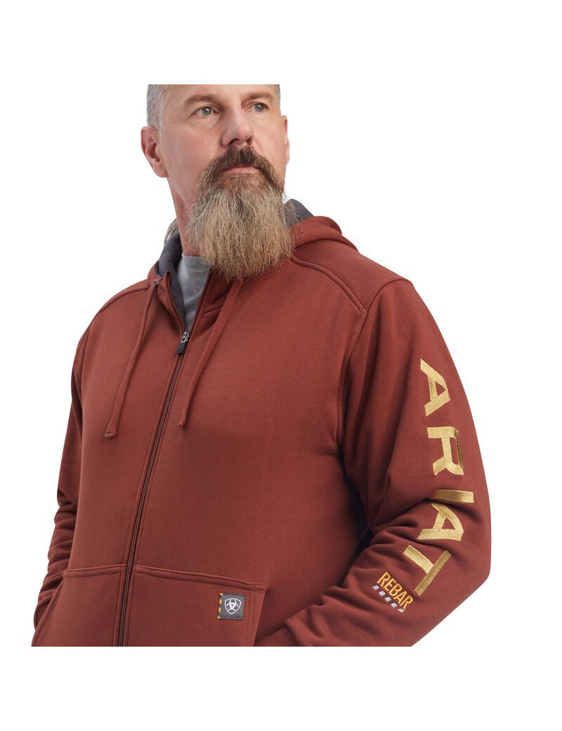 Sweat à Capuche Ariat Rebar All-Weather Full Zip Rose Doré | JTH-3725865