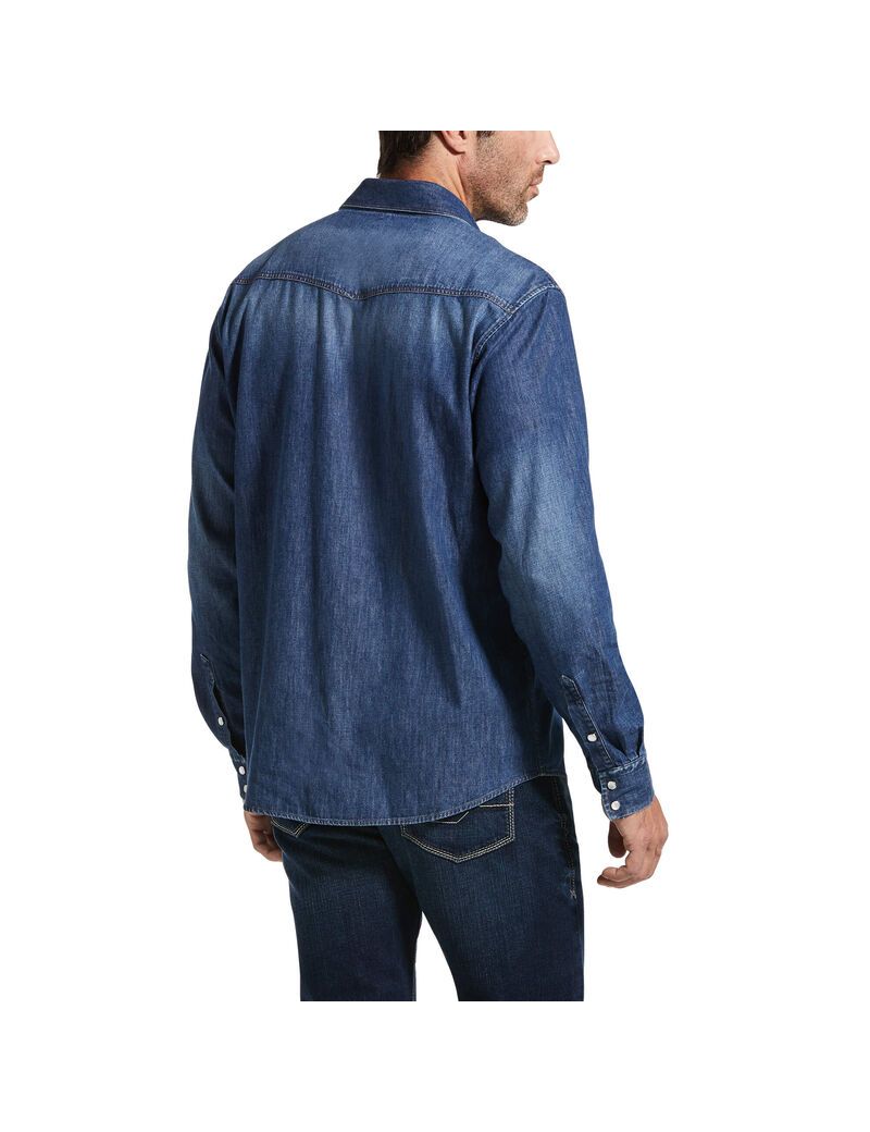 Chemises De Costume Ariat Retro Fit Denim Grise | BBW-4349436