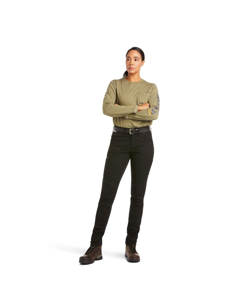 Pantalon Ariat Rebar DuraStretch Ripstop Cargo Droit Leg Noir | OMK-2389460