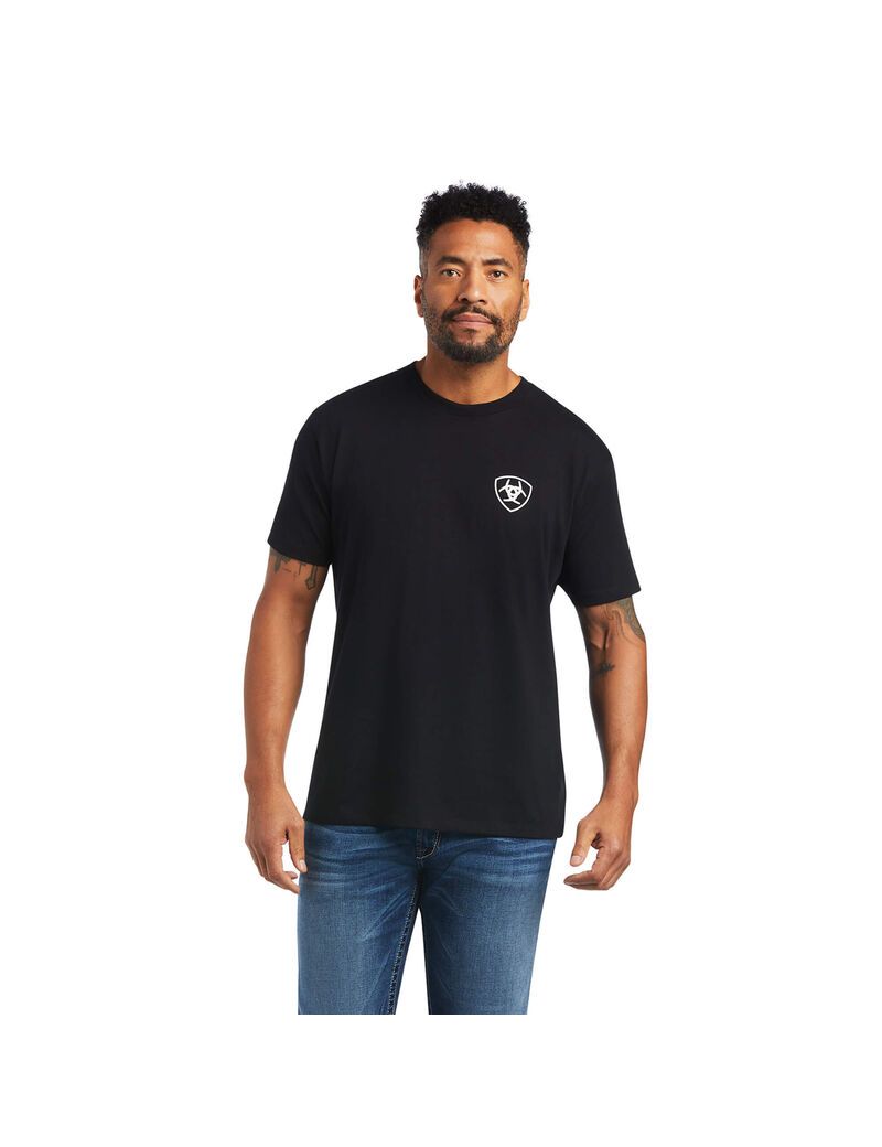 T Shirts Ariat Boucle Flag Noir | RFZ-6321562