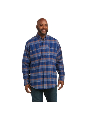 Vêtements De Travail Ariat Rebar Flannel DuraStretch Travail Shirts Bleu | PDN-3791659