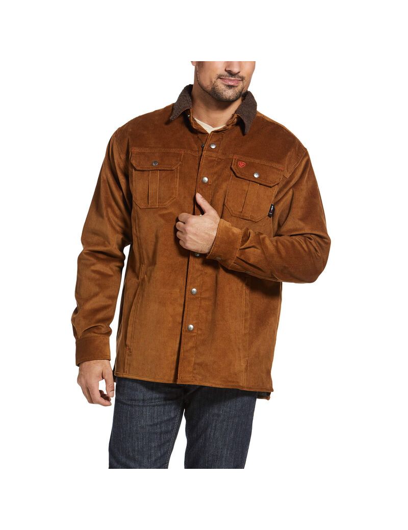 Vestes Ariat FR DuraStretch Sherpa-lined Corduroy Shirt Marron | ZRA-7033373