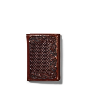 Portefeuilles Ariat Trifold Diamond Plate Marron | NIW-9746929