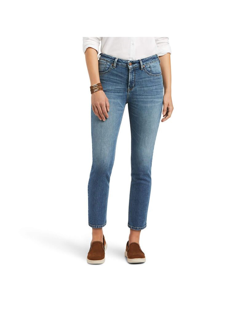 Jean Ariat Premium High Rise Droit Crop Bleu | TYG-9120386