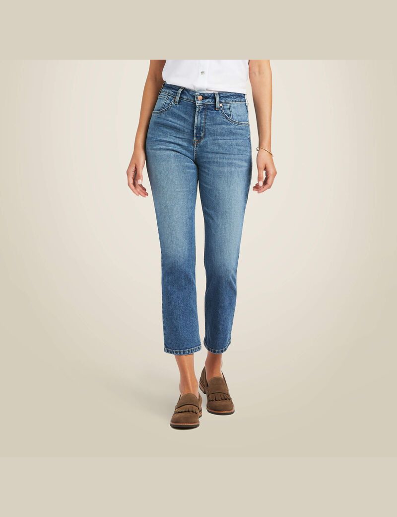 Jean Ariat Premium High Rise Droit Crop Bleu | TYG-9120386