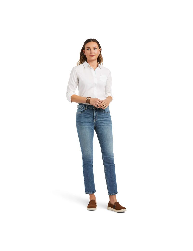 Jean Ariat Premium High Rise Droit Crop Bleu | TYG-9120386