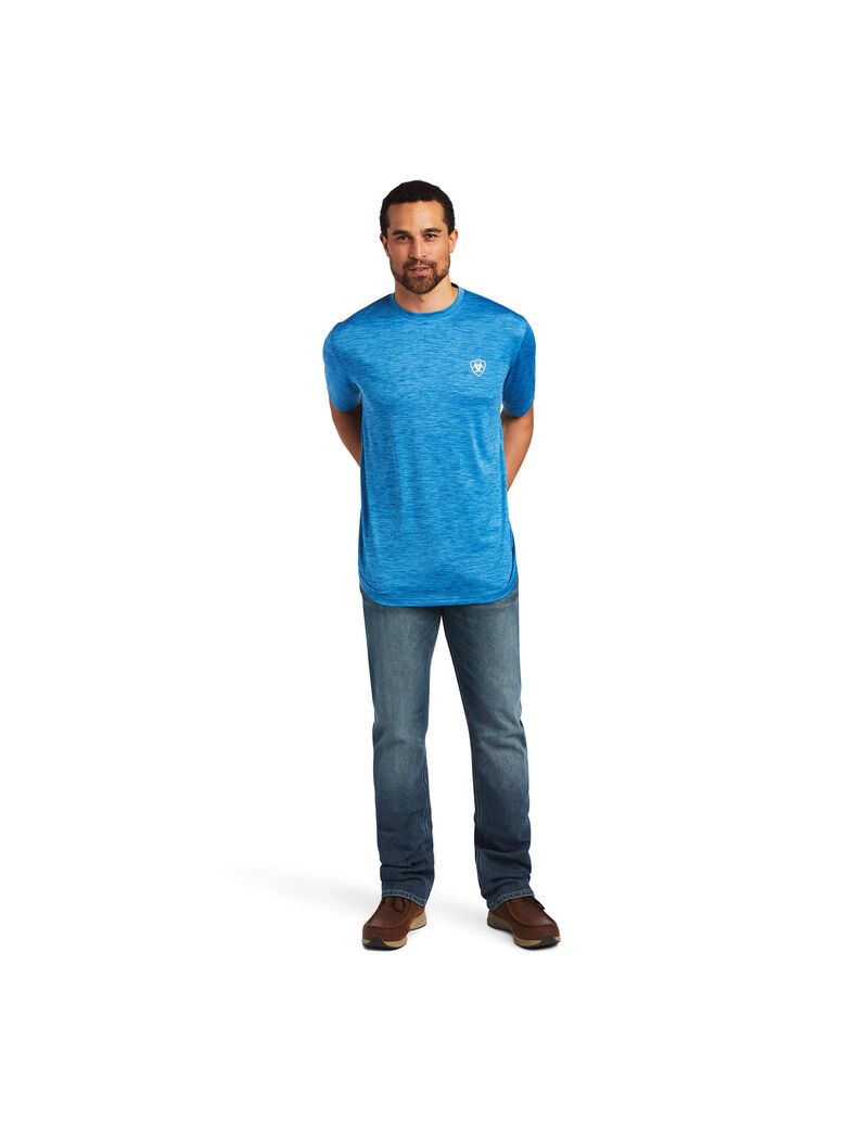 T Shirts Ariat Charger Vertical Flag Tee Bleu | HQW-4190364