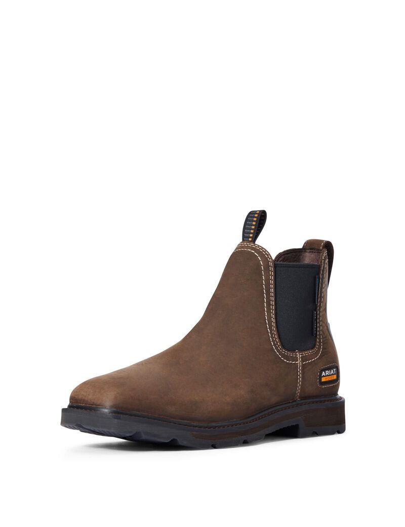 Bottines Chelsea Ariat Groundbreaker Larges Square Embout Imperméables Steel Embout Travail Marron Foncé | CDJ-6556779