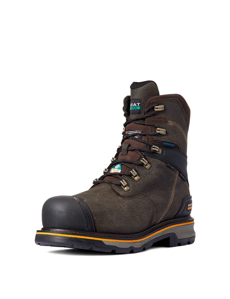 Bottes de Travail Ariat Stump Jumper 8' CSA Glacier Grip Imperméables 600g Composite Embout Cafe | LHD-7174900