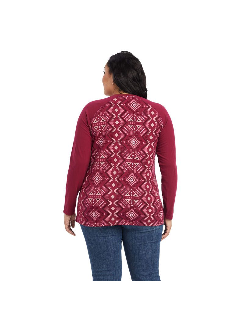 Hauts Ariat REAL Printed Henley Multicolore Rouge | EZU-8767454