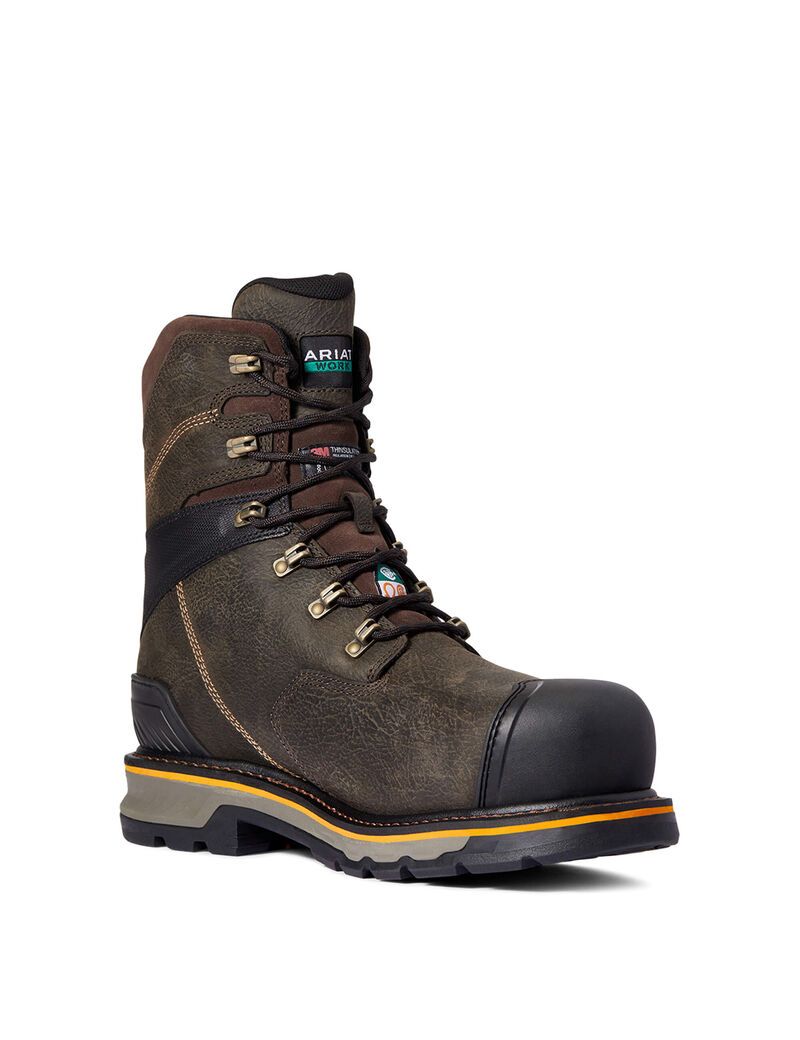 Bottes de Travail Ariat Stump Jumper 8' CSA Glacier Grip Imperméables 600g Composite Embout Cafe | LHD-7174900