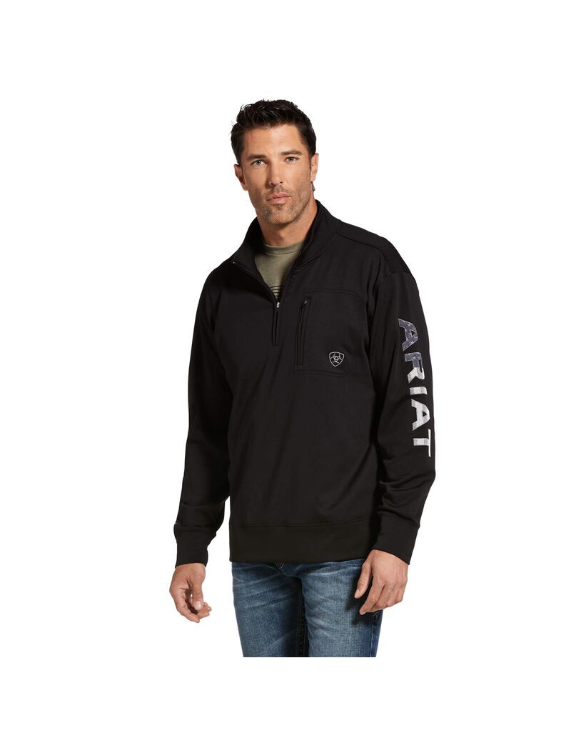 Sweats Ariat Team Logo 1/4 Zip Noir | CLJ-9617147