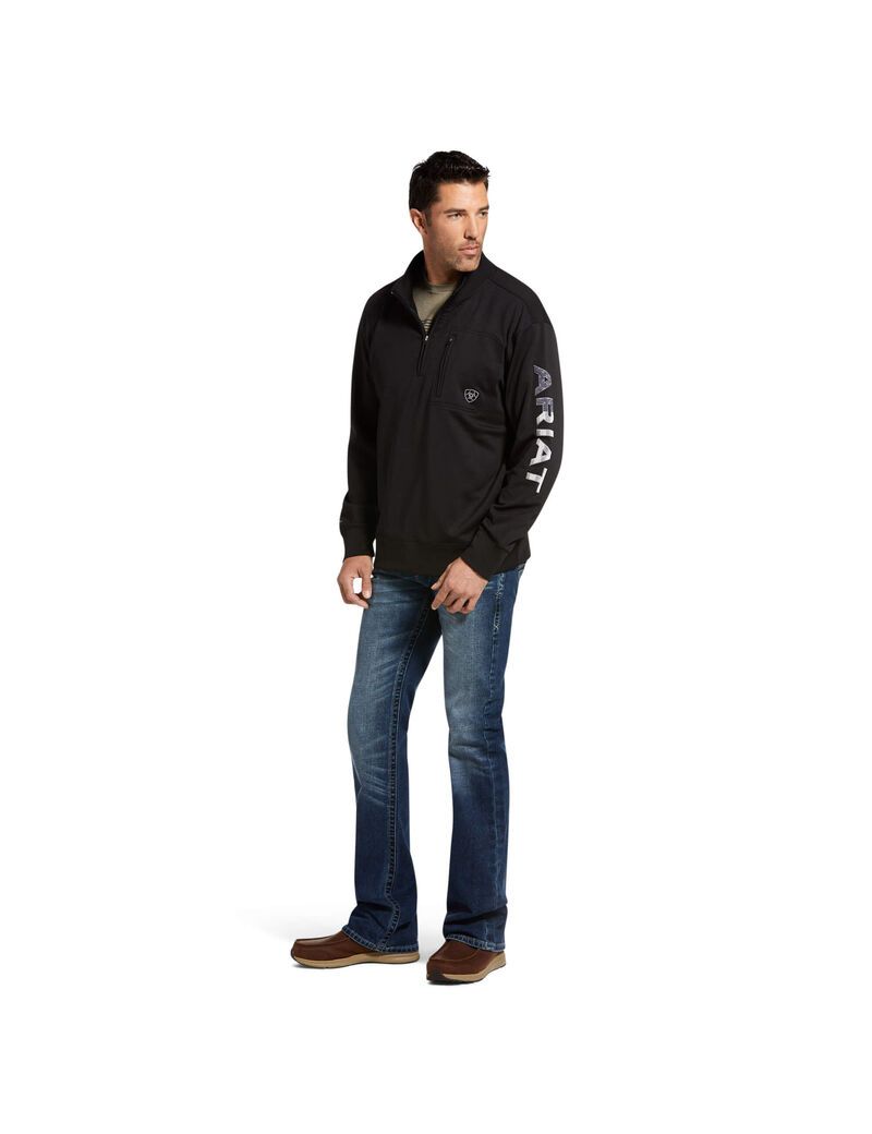 Sweats Ariat Team Logo 1/4 Zip Noir | CLJ-9617147