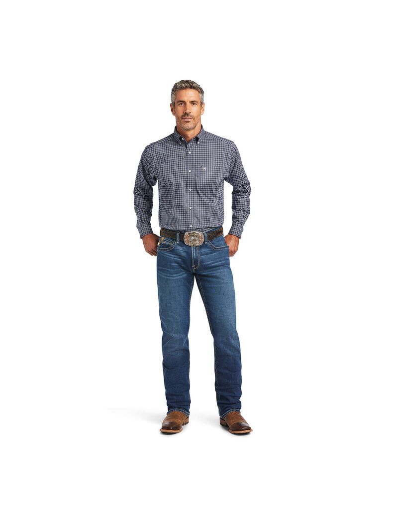 Chemises De Costume Ariat Pro Series Iker Stretch Classiche Fit Bleu Marine Bleu | SVJ-4566366