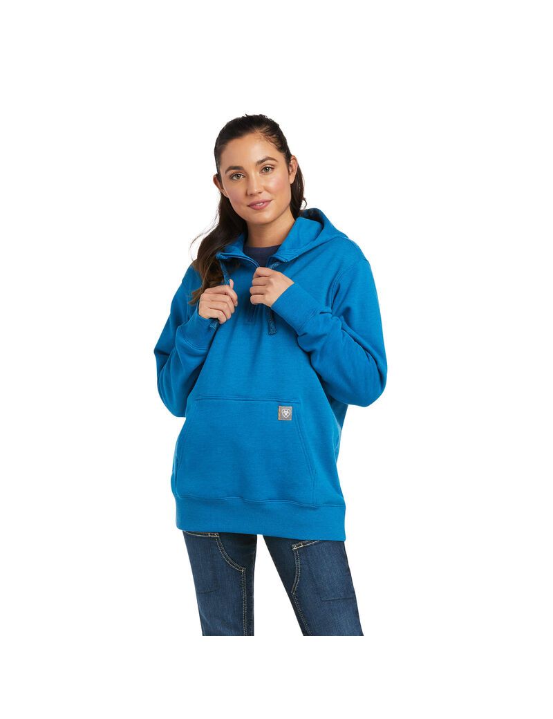 Vêtements De Travail Ariat Rebar Skill Set 1/2 Zip Hoodie Bleu | DRS-8372606