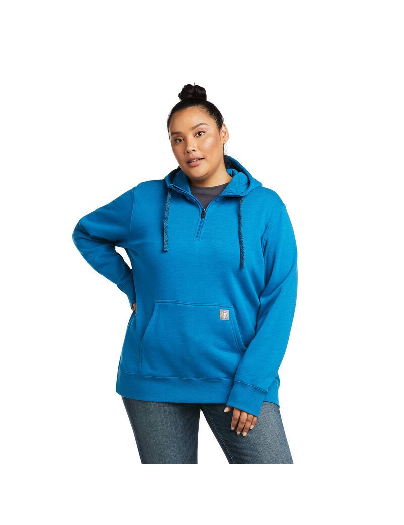 Vêtements De Travail Ariat Rebar Skill Set 1/2 Zip Hoodie Bleu | DRS-8372606