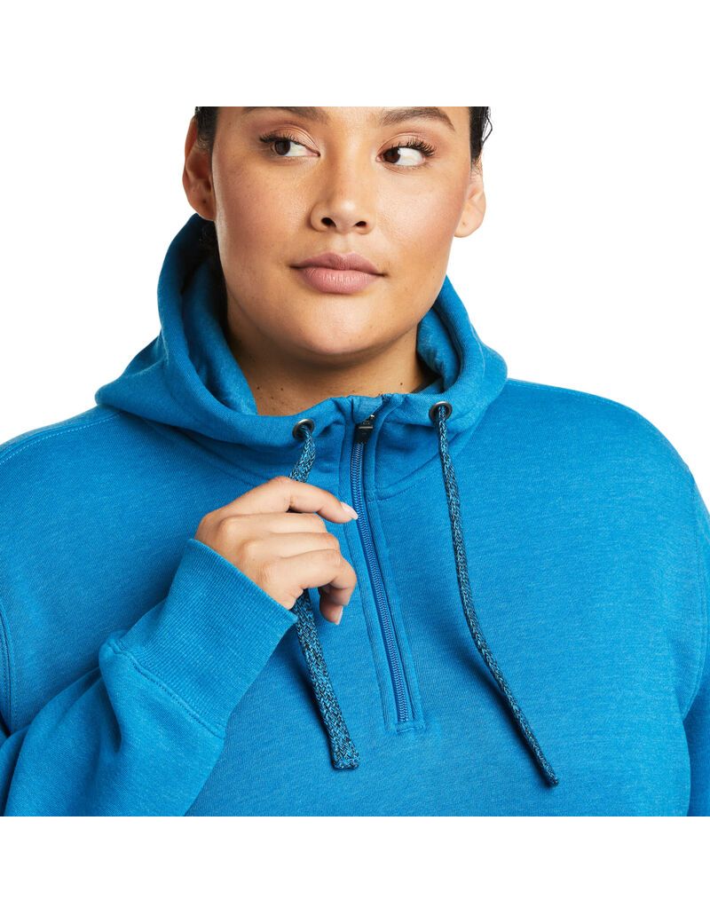 Vêtements De Travail Ariat Rebar Skill Set 1/2 Zip Hoodie Bleu | DRS-8372606