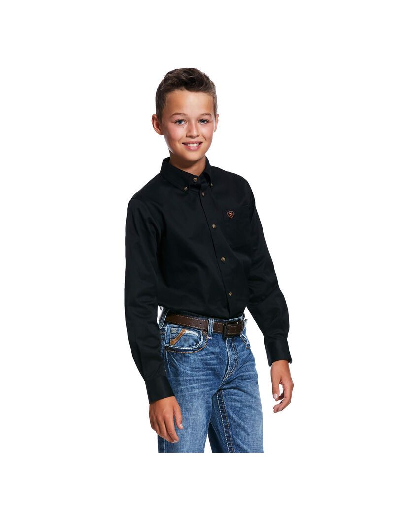 Chemises De Costume Ariat Solid Twill Classiche Fit Noir | RYR-3415909