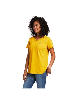 Vêtements De Travail Ariat Rebar Coton Strong V-Neck Top Doré | RJC-2465219