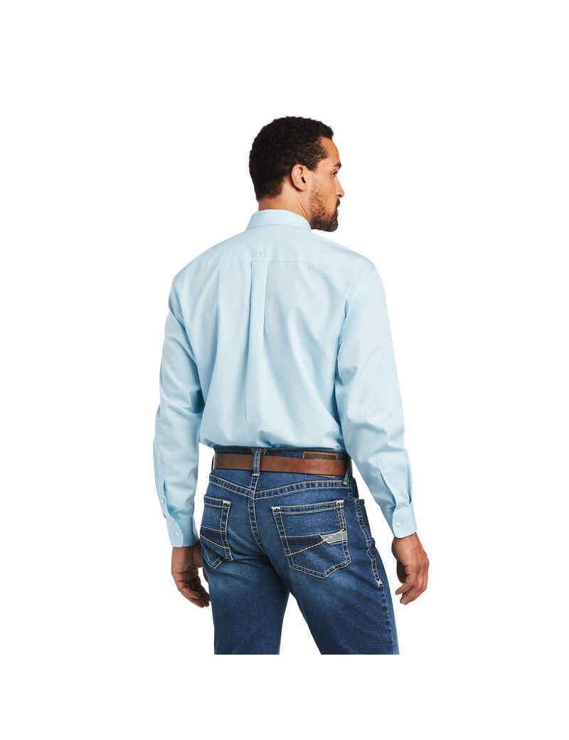 Chemises De Costume Ariat Wrinkle Free Solid Pinpoint Oxford Classiche Fit Bleu | WJX-9334268