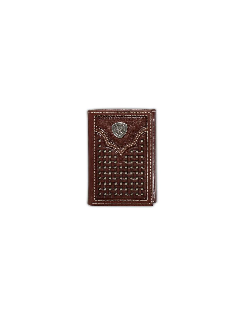 Portefeuilles Ariat Lattice embossed trifold Marron | VSP-0251674