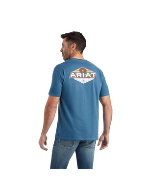 T Shirts Ariat Hexafill Grise Bleu | GIP-4607780