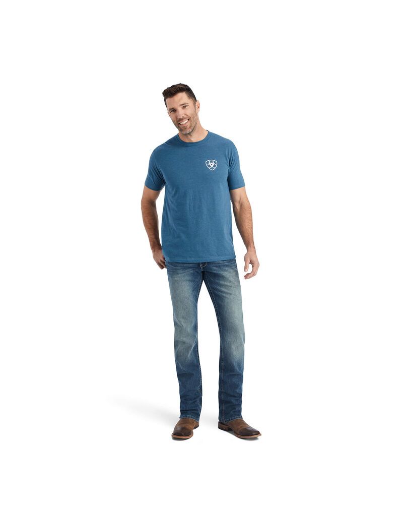 T Shirts Ariat Hexafill Grise Bleu | GIP-4607780