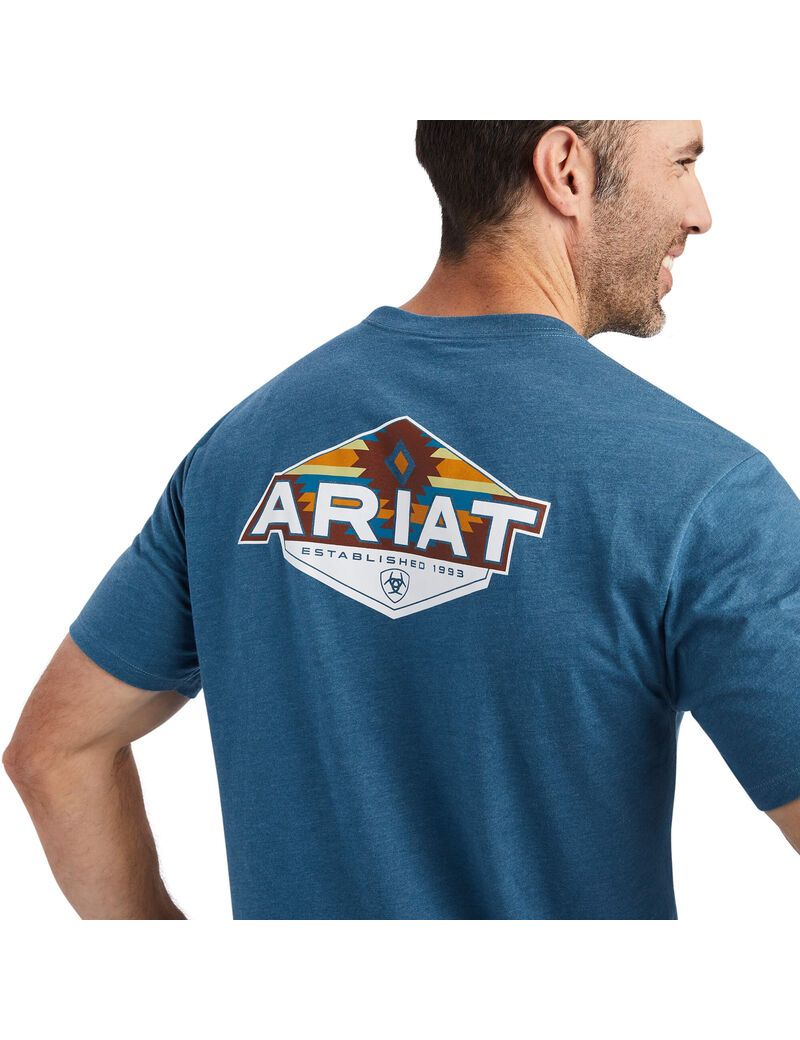 T Shirts Ariat Hexafill Grise Bleu | GIP-4607780