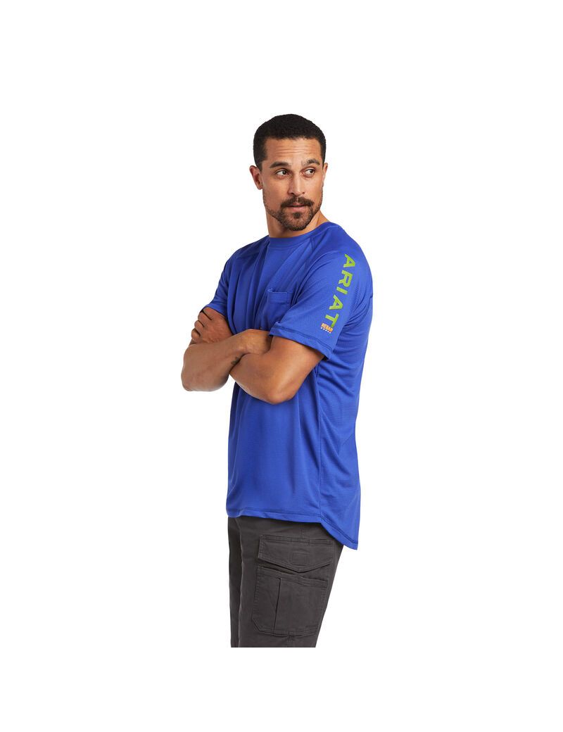 Vêtements De Travail Ariat Rebar Heat Fighter T Shirts Bleu Royal Bleu | SPH-5761882