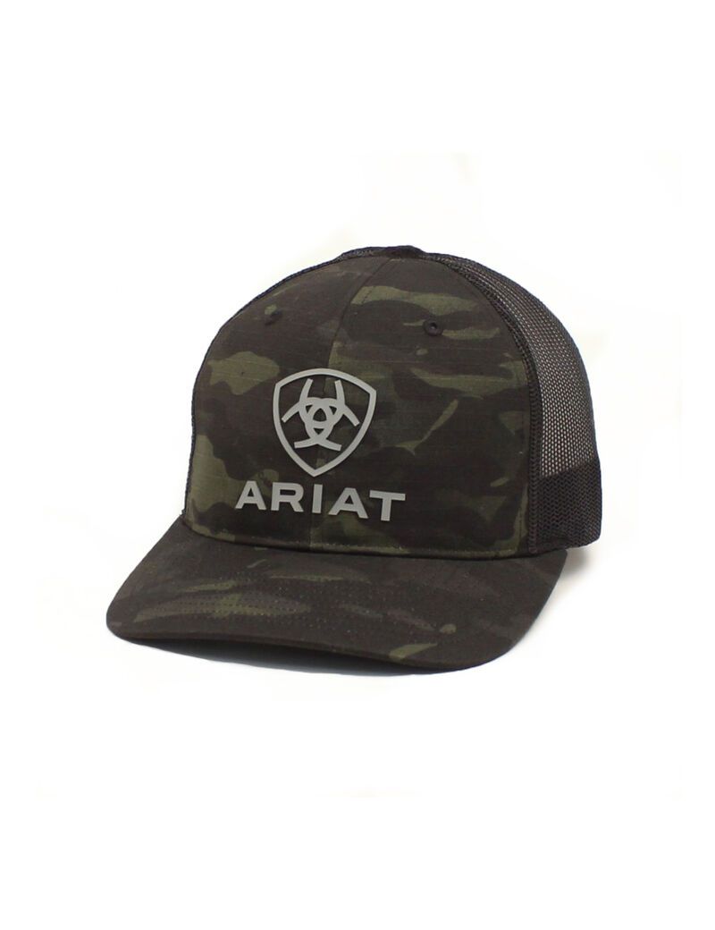 Casquettes Ariat Stacked Logo Noir Camouflage | OVY-1205414