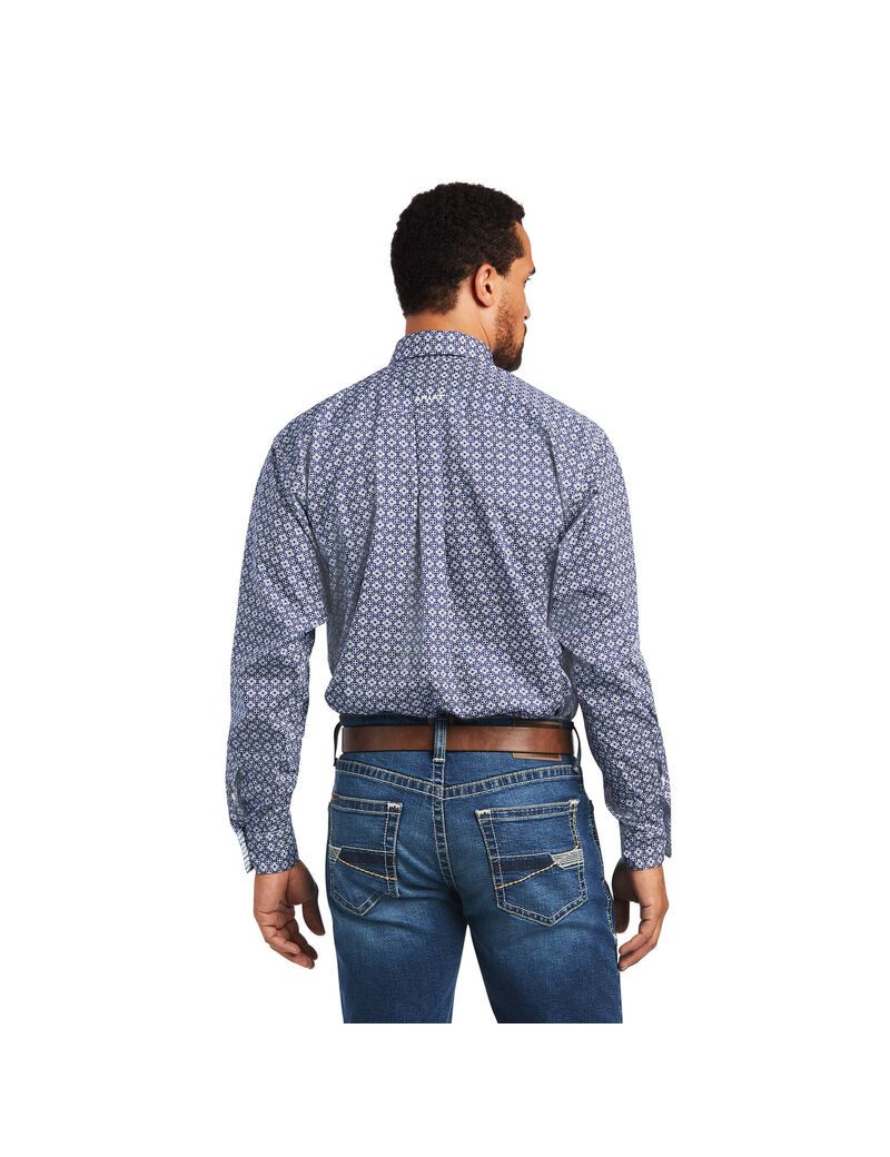 Chemises De Costume Ariat Wrinkle Free Ernest Classiche Fit Bleu Marine Bleu | MWY-8072604