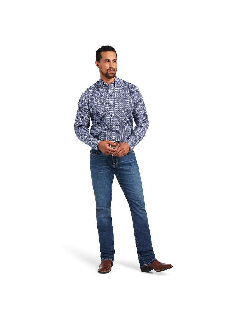 Chemises De Costume Ariat Wrinkle Free Ernest Classiche Fit Bleu Marine Bleu | MWY-8072604