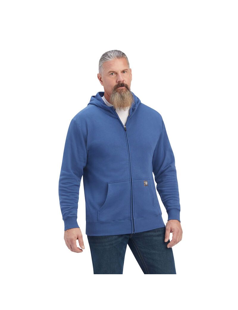 Sweat à Capuche Ariat Rebar Workman Reflective Flag Full Zip Bleu Marine | BKW-4639699