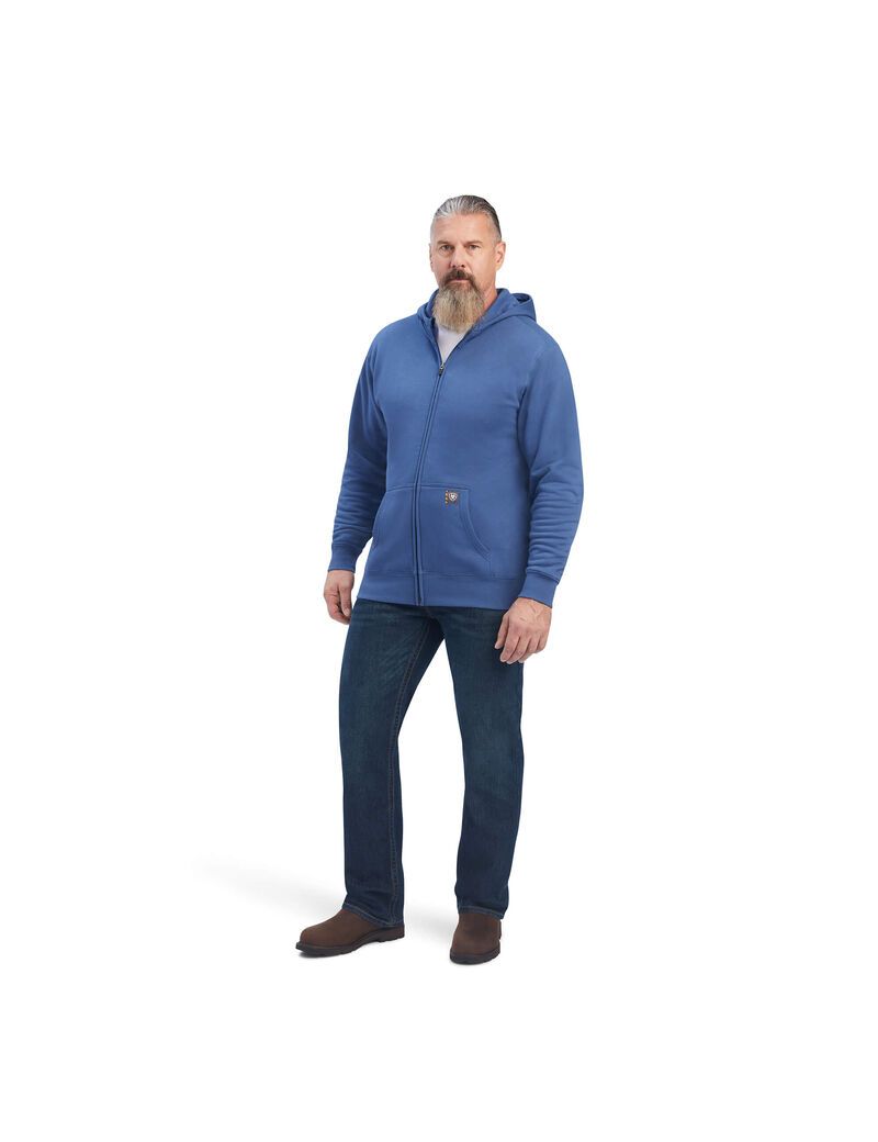 Sweat à Capuche Ariat Rebar Workman Reflective Flag Full Zip Bleu Marine | BKW-4639699