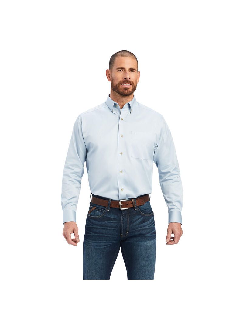 Chemises De Costume Ariat Solid Twill Bleu | HRX-6767496