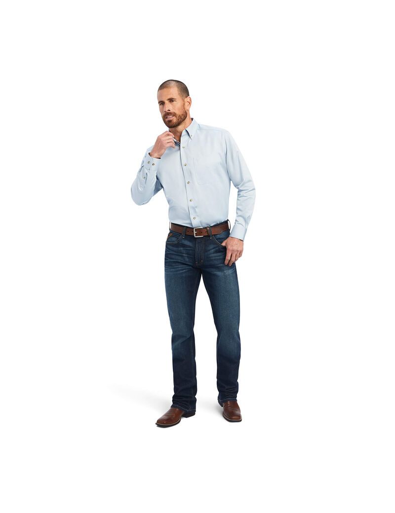 Chemises De Costume Ariat Solid Twill Bleu | HRX-6767496