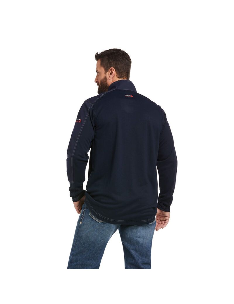 Chemises Ariat FR DuraLight 1/4 Zip Travail Bleu Marine | YJS-2529090