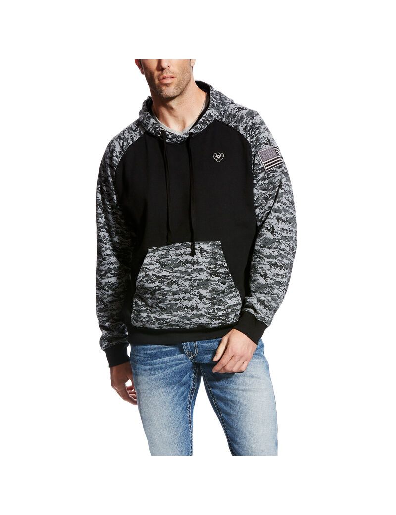 Sweat à Capuche Ariat Patriot Noir Camouflage | GSK-3789452