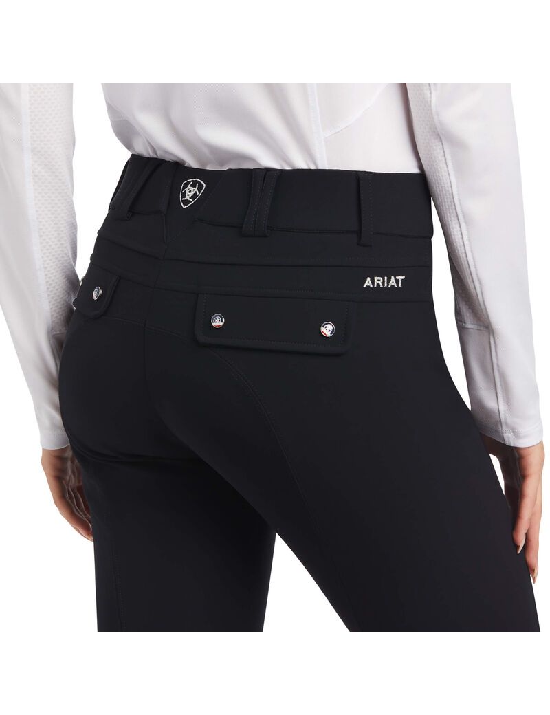 Pantalon Ariat Tri Factor Grip Knee Patch Breech Noir | XFV-3438473