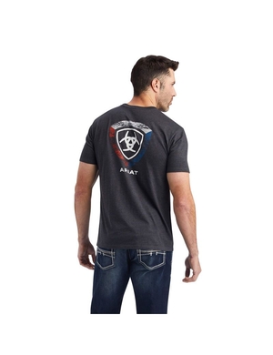 T Shirts Ariat Woodgrain Shield Grise | YEO-6287330