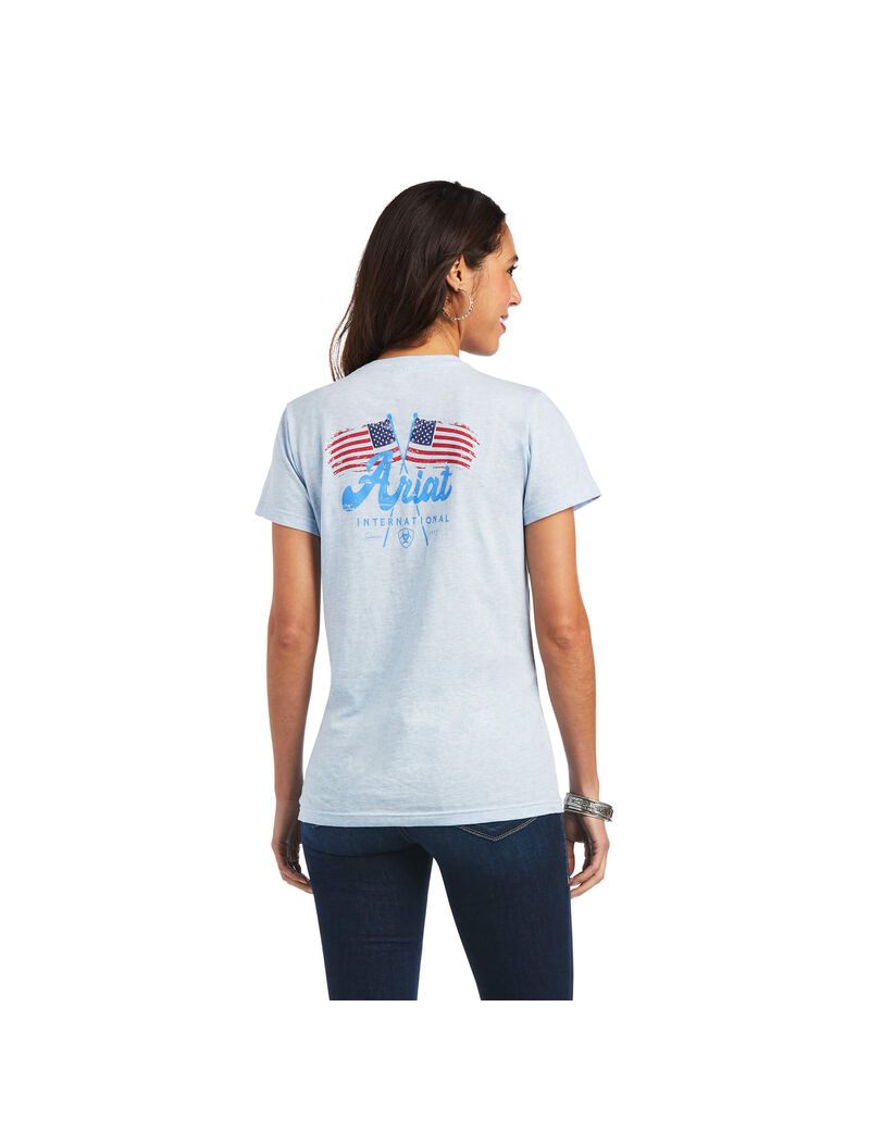 Hauts Ariat REAL Flag Waver Tee Bleu | ZCV-5146280