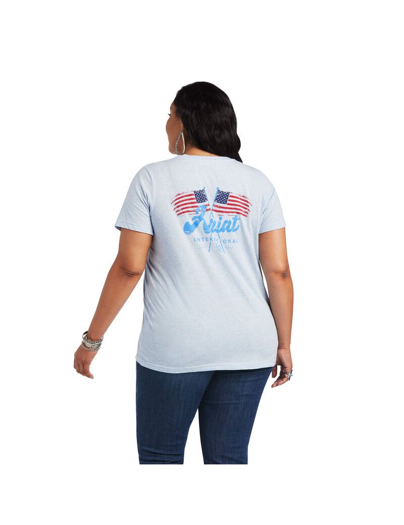 Hauts Ariat REAL Flag Waver Tee Bleu | ZCV-5146280